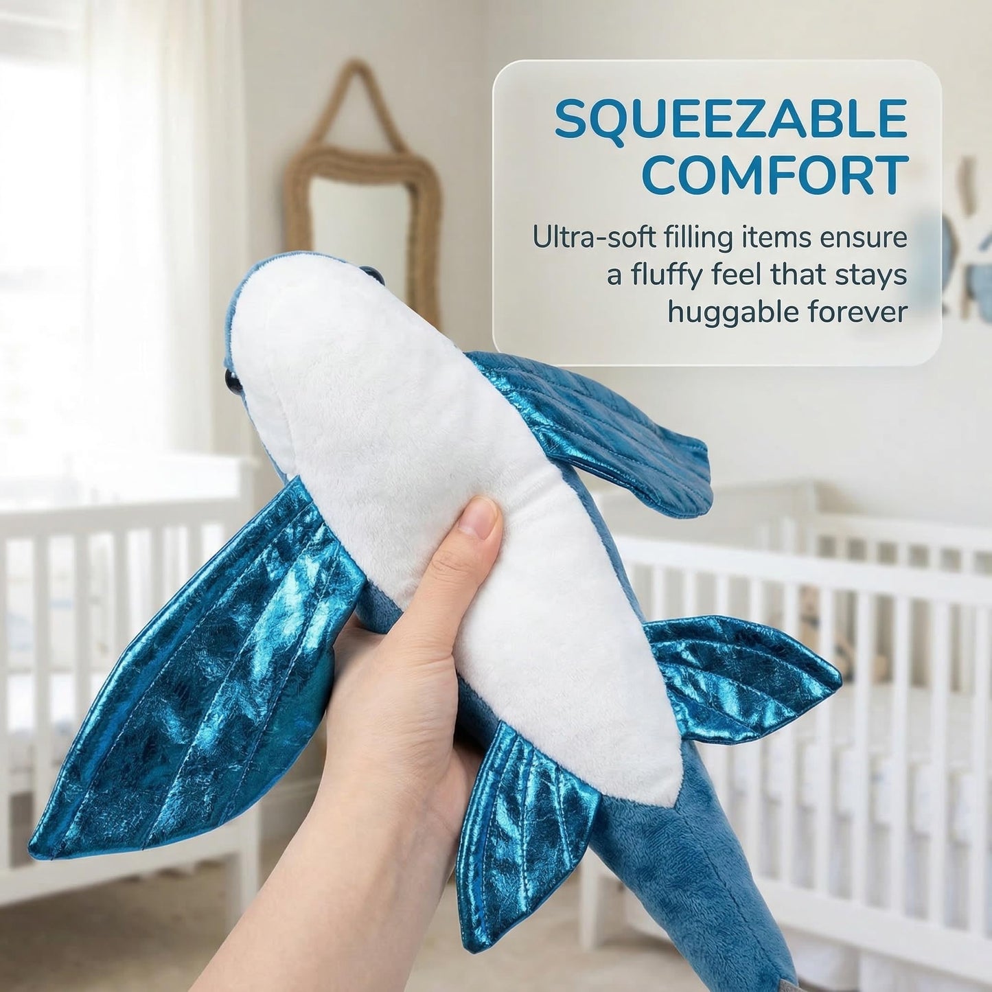 Frankiezhou Home Realistic Flying Fish Stuffed Animals - Simulation 18.5" Blue Lifelike Flying Fish Plush Toy, Super Soft Sea Creatures Model Plush