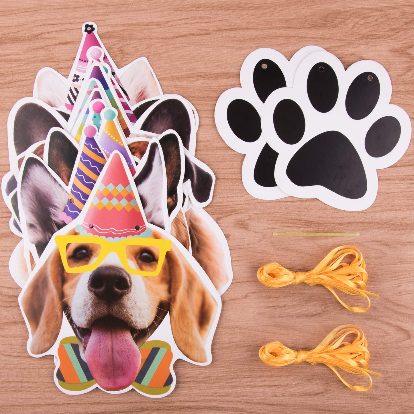 Duufin 15 Pieces Dog Birthday Decorations Dogs Faces Claws Party Banner Set