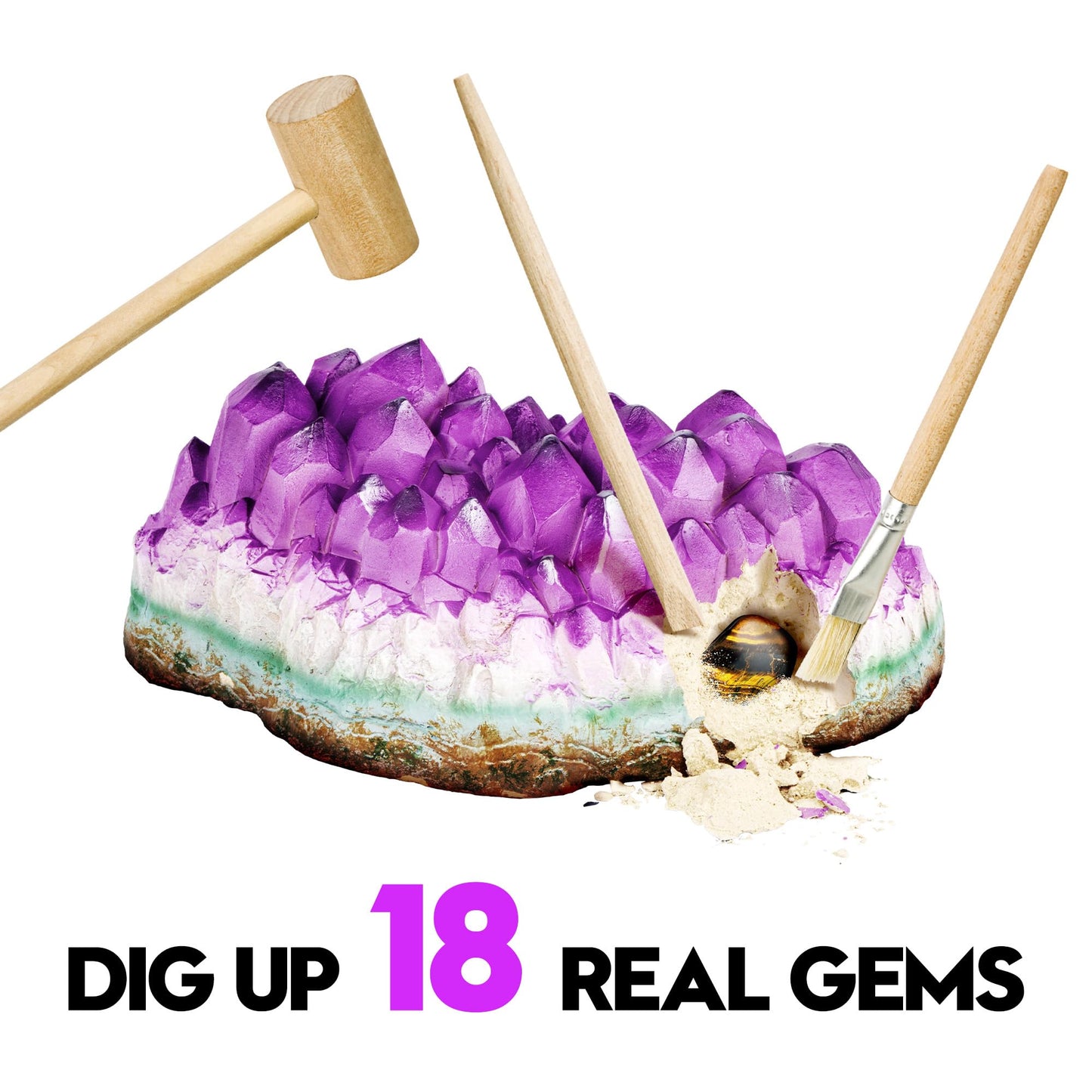 Jumbo Gemstone Dig Kit - Amethyst Excavation Science Toy for Kids Age 6-8+