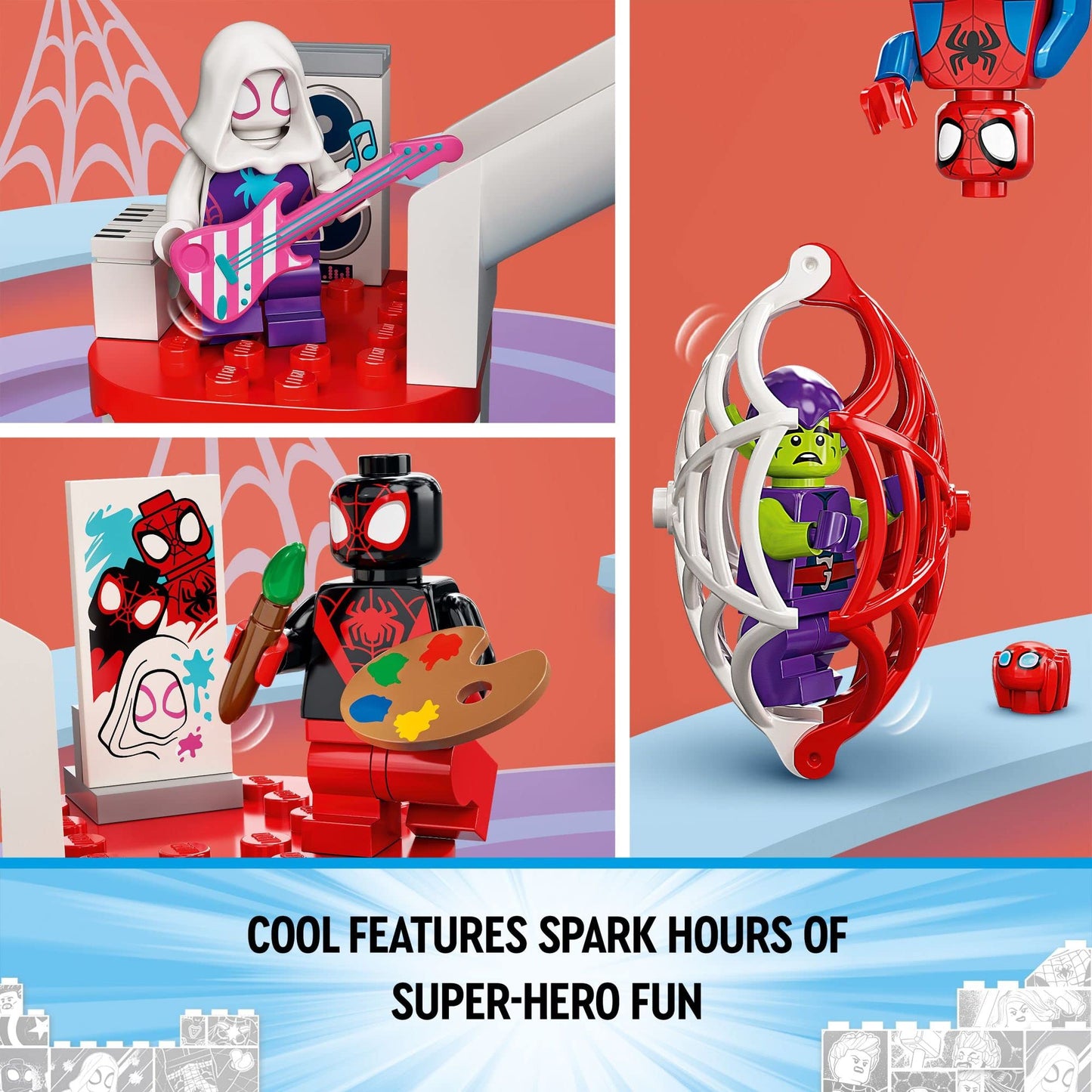 LEGO Marvel Spider-Man Webquarters Hangout 10784 Building Set - Spidey and His Amazing Friends Series, Spider-Man, Miles Morales, and Green Goblin
