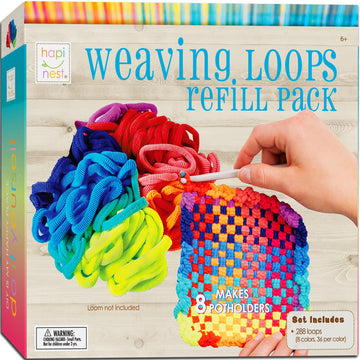 Hapinest Loom Bands Kit Potholder Weaving Loom Refill Loops, Loom Knitting Kit for Kids, Makes 8 Pot Holders 288 Loom Loops in 8 Colors, Potholder