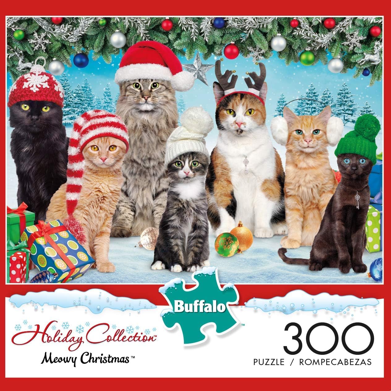 Buffalo Games - Meowy Christmas - 300 Large Piece Jigsaw Puzzle for Adults