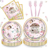 192 Pcs Fairy Party Tableware Set (Serves 48 Guests), Plates, Napkins, Forks, Enchanted Garden Theme for 1st Birthday, Baby Shower, Girls Fairy Party