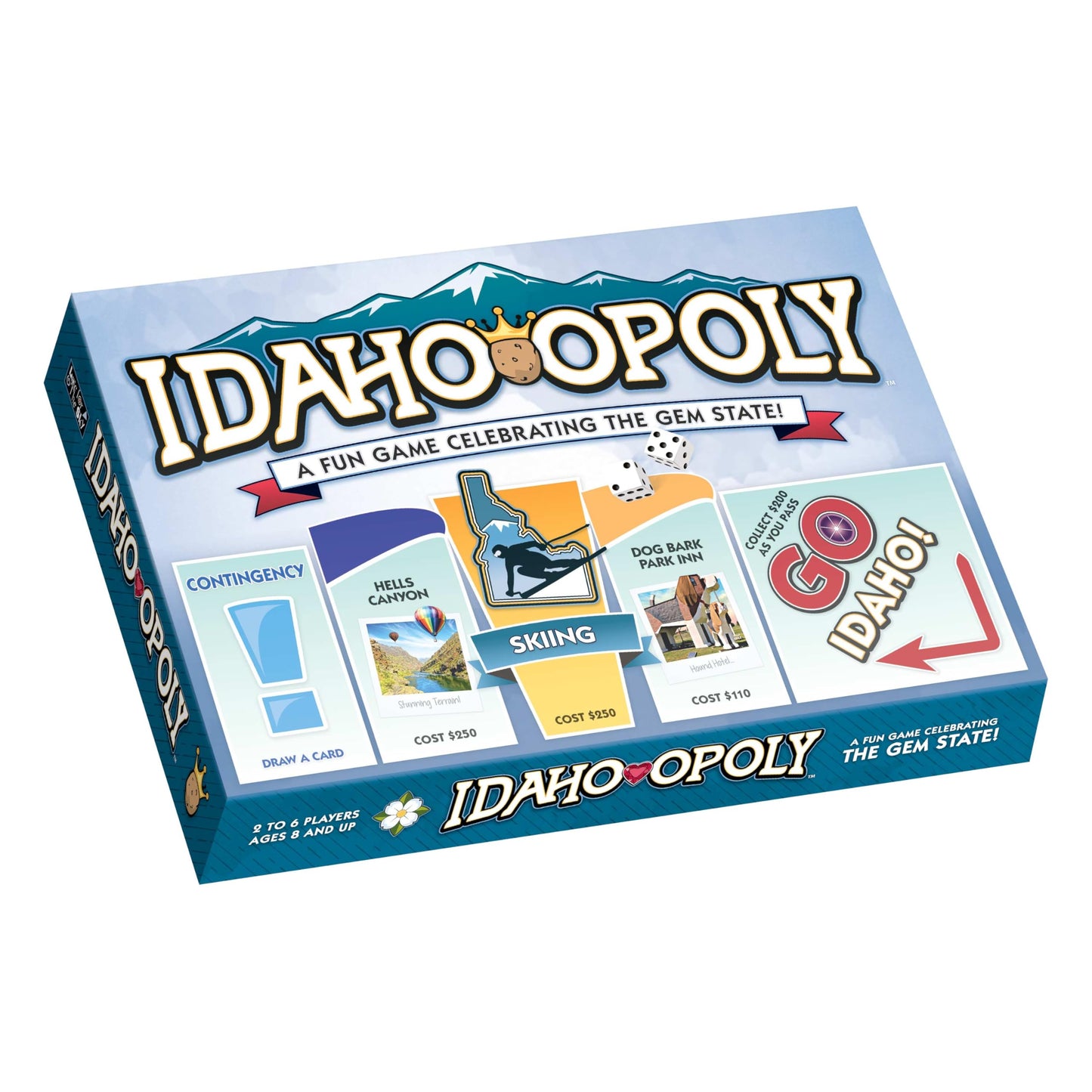 Late for The Sky Idaho-Opoly Board Game - Idaho State Themed Family Strategy, Opoly-Style Fun for 2-6 Players, Ages 8+, Traditional or Fast 1-Hour
