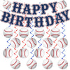 KORHONEN Baseball Birthday Party Decorations, Happy Birthday Banner and Hanging Swilrs for Baseball Themed Party Decorations