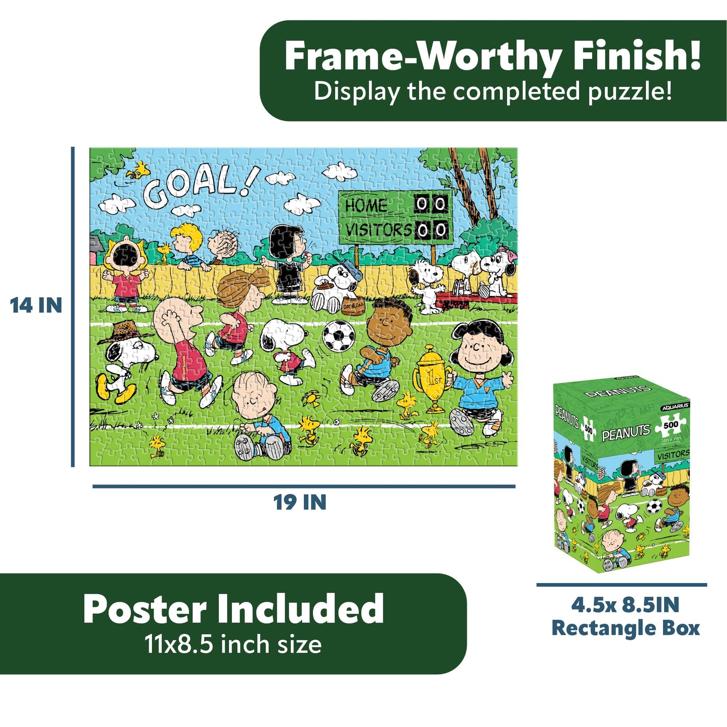 AQUARIUS Peanuts Snoopy Soccer 500 Piece Jigsaw Puzzle