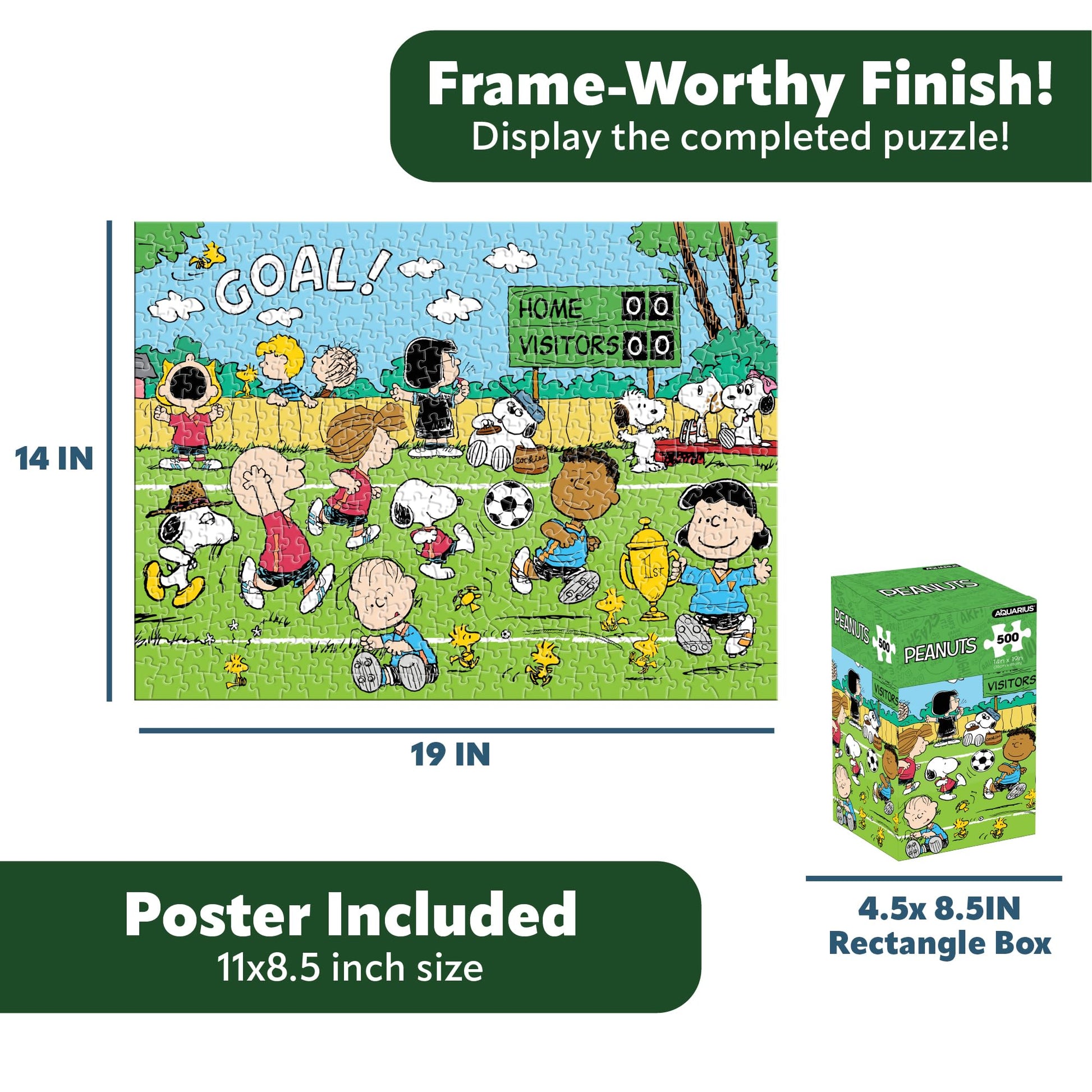 AQUARIUS Peanuts Snoopy Soccer 500 Piece Jigsaw Puzzle