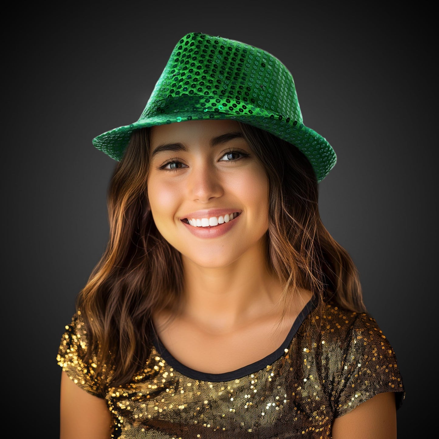 Glittering Sequin Fedora - St. Patrick's Day Party Hat for Celebrations & Stylish Nights Out Green
