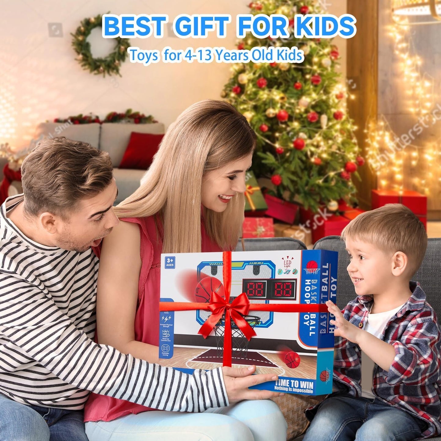 VIGNUTO Indoor Basketball Hoop for Kids(Over 3 Years Old), Over the Door Basketball Hoop with Scoring, Countdown and Music Accompaniment, Kids Toys
