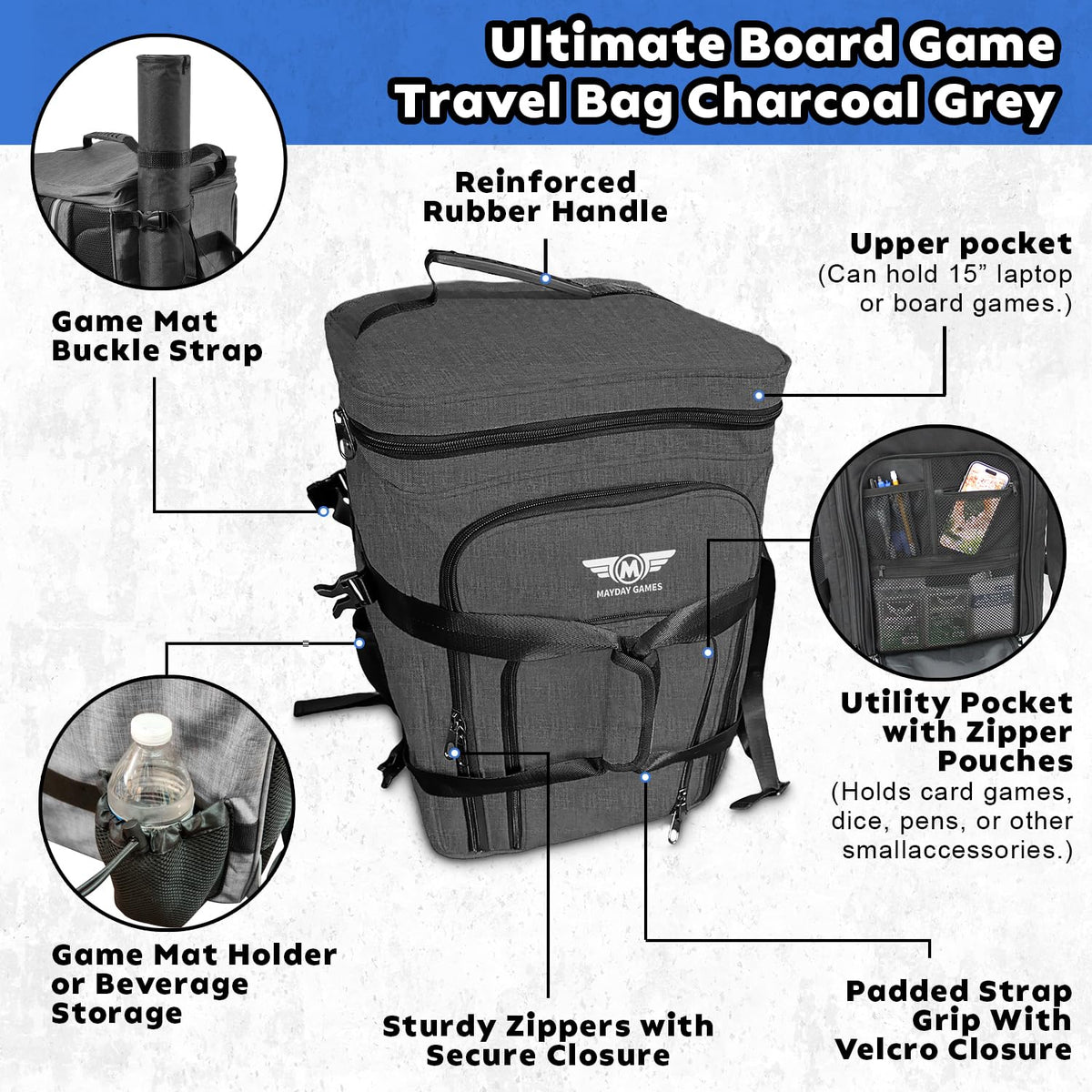 Ultimate Board Game Travel Bag - Durable Storage Case for Up to 10 Games, Water-Resistant, Adjustable Strap & Handles - Perfect for Game Nights