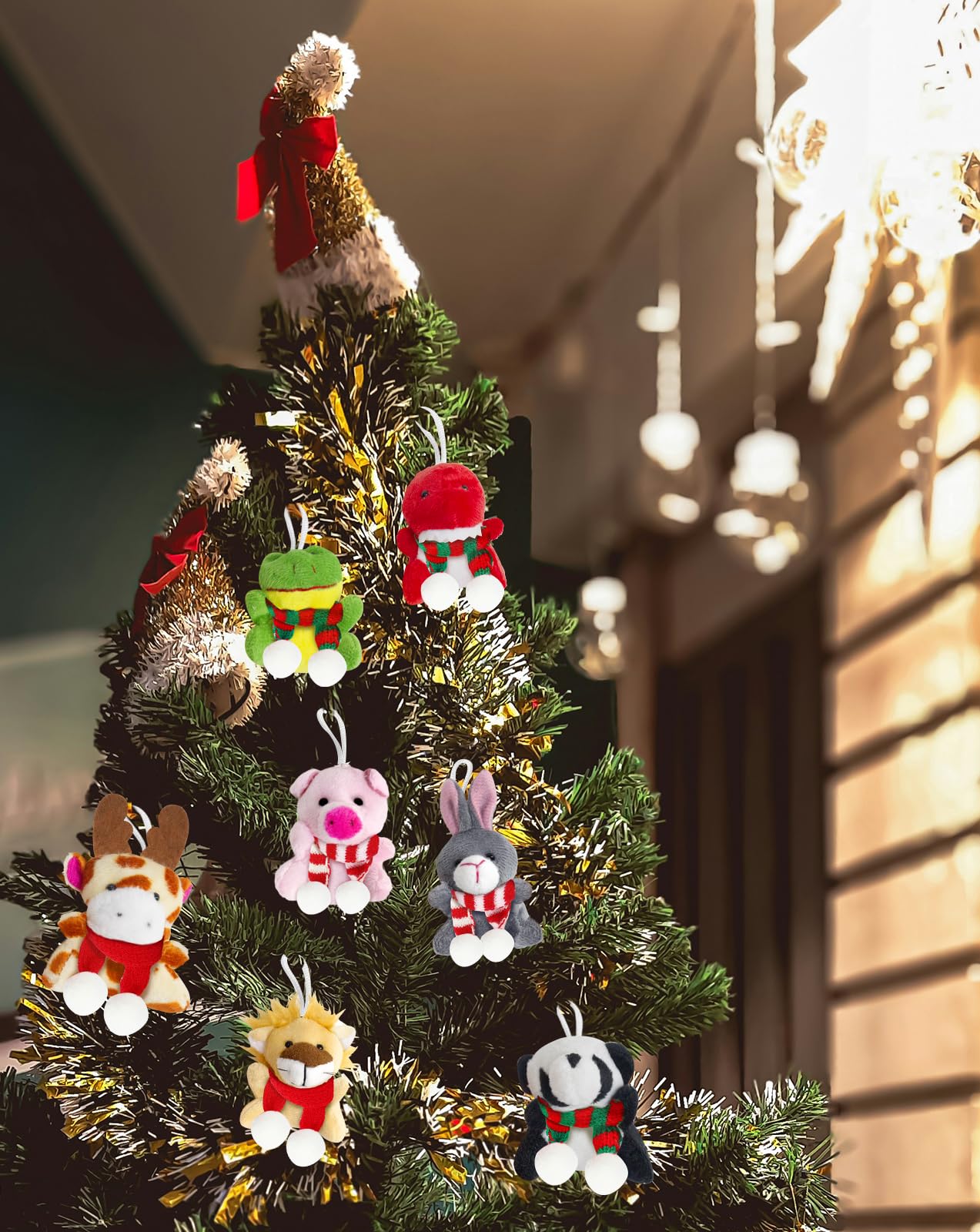 CUTEHO 12 Pcs Christmas Mini Stuffed Animals?Bulk Xmas Small Plush Animal Toys for Christmas Tree Decor Stocking Fillers Christmas Party Favors Gift