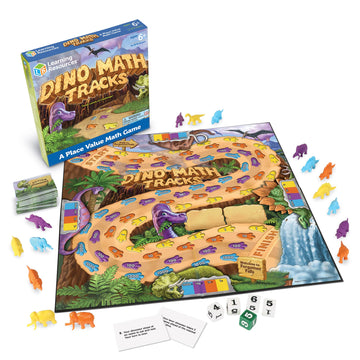 Learning Resources Dino Math Tracks Game - Math Manipulatives, Montessori Board Game, Addition and Subtraction, Counting Literacy Toys, STEM for Kids