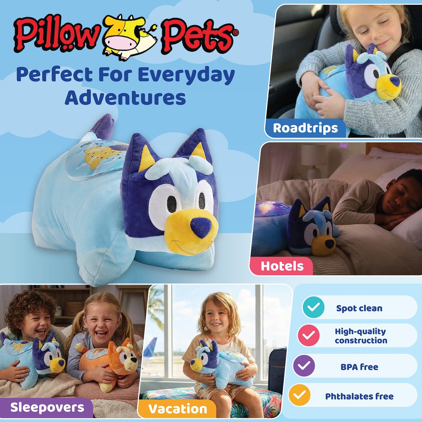 Pillow Pets BBC Studios Bluey, 11" Sleeptime Lite