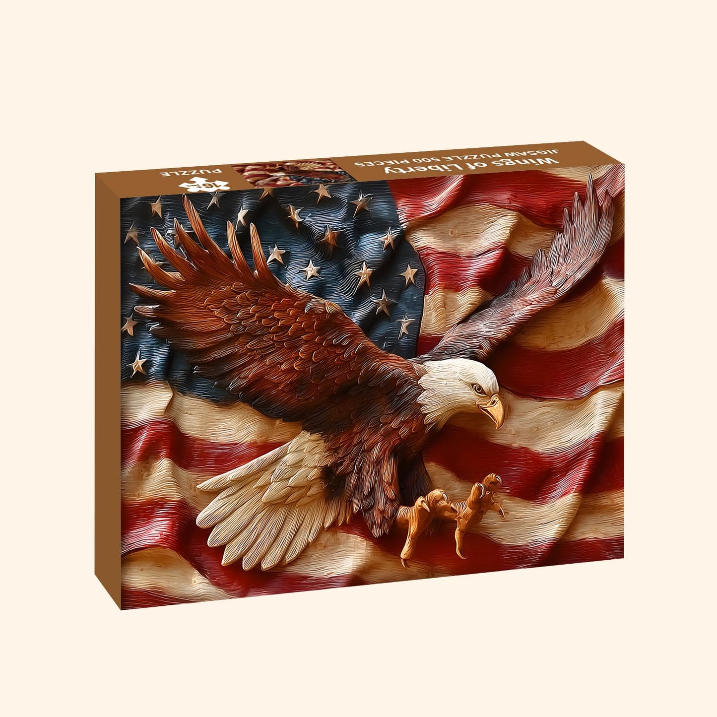 Puzzles for Adults 500 Pieces, Eagles Jigsaw Puzzles - Wings of Liberty, Impossible American Flag Puzzles for Seniors Family, 20.47x14.96 inches, 1:1