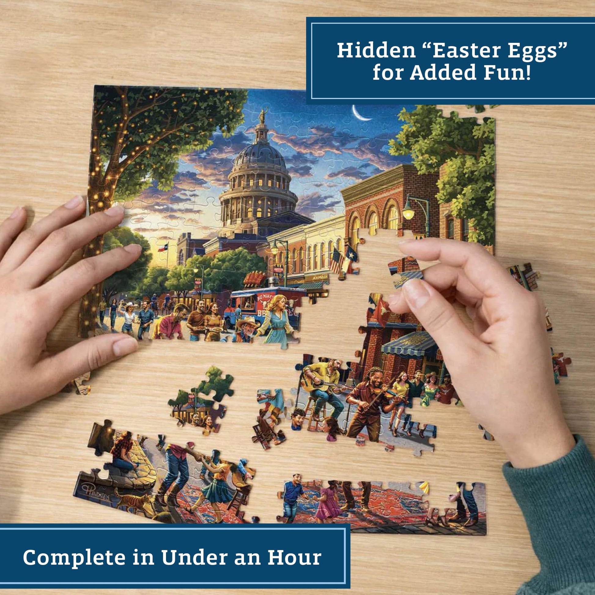 Boardwalk Austin, Texas 210 Piece Personal Puzzle, Jigsaw Puzzles with Premium Box, Texas Gifts for Adults, 6"x8"