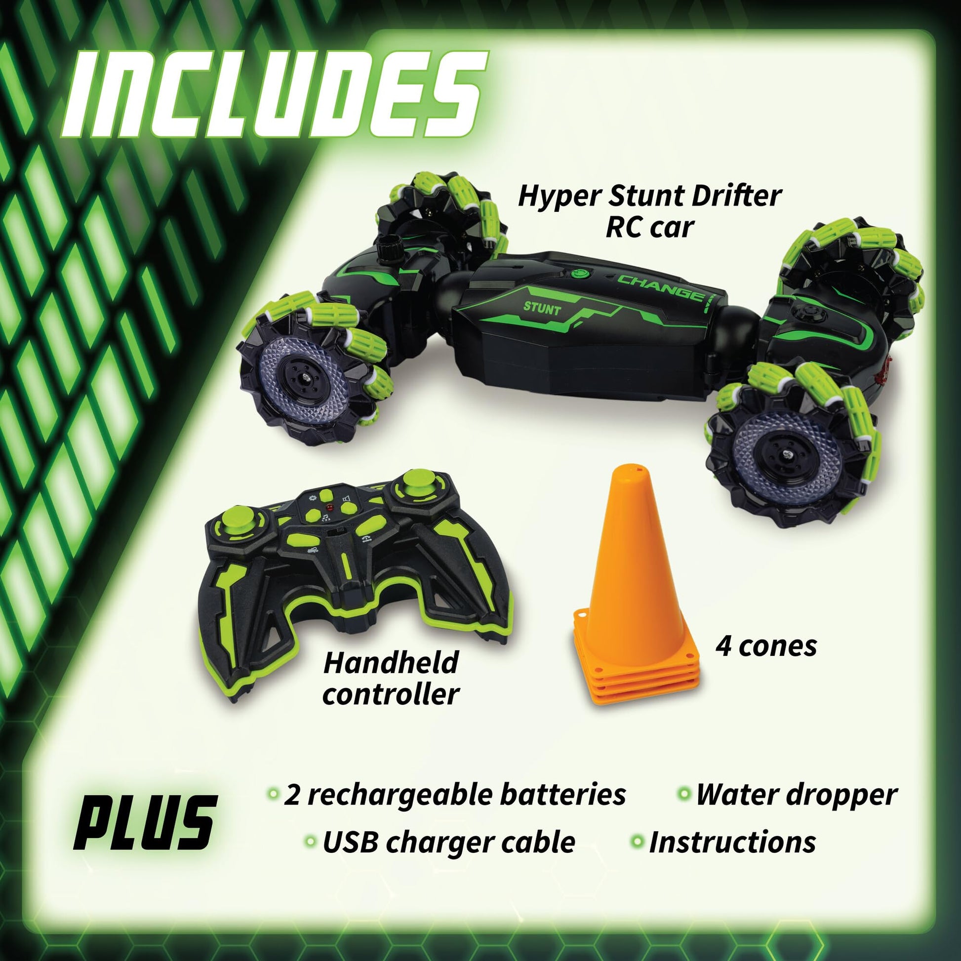 MindWare Hyper Stunt Drifter Remote Control Car - 360° Rotating 4WD RC Car for 8 Year Olds and Up