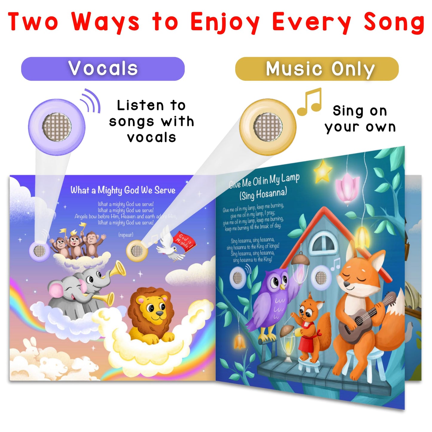 LEARNING BUGS Christian Bible Songs - 15 Songs of Faith for Little Ones, Musical Books for Toddlers, 28-Button Music Book, Musical Toys for Toddlers