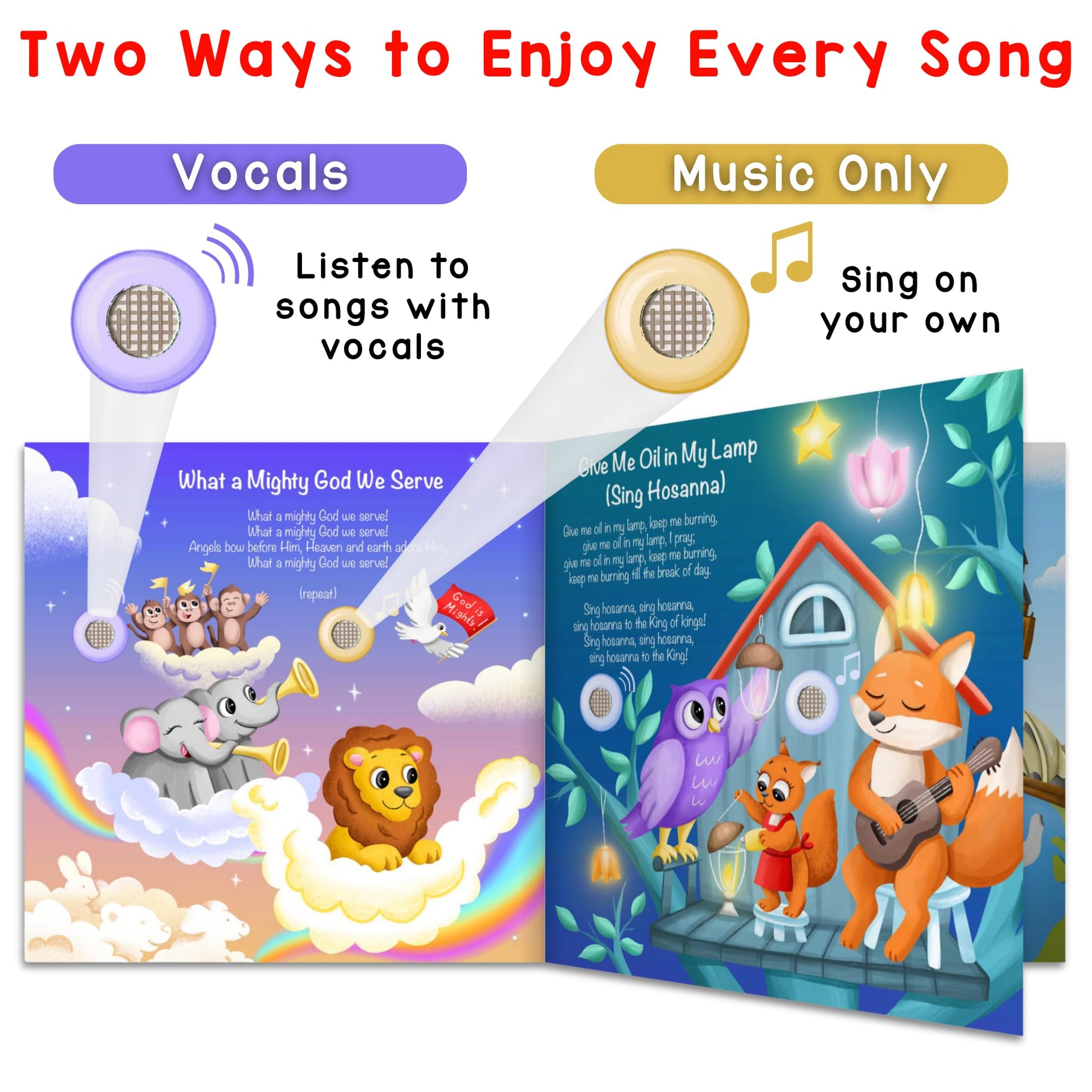 LEARNING BUGS Christian Bible Songs - 15 Songs of Faith for Little Ones, Musical Books for Toddlers, 28-Button Music Book, Musical Toys for Toddlers