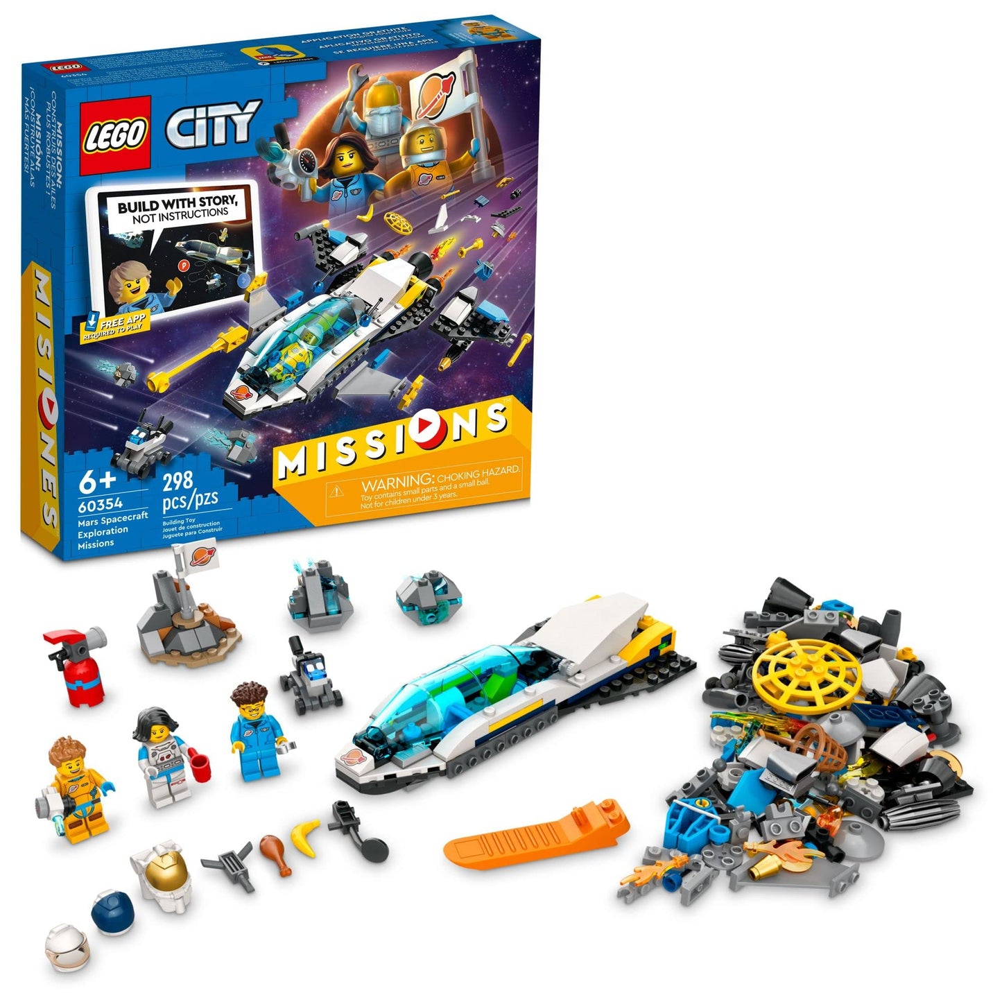 Lego City Mars Spacecraft Exploration Missions 60354 Interactive Digital Building Toy Set - with Astronaut Minifigures and Spaceship, Traverse