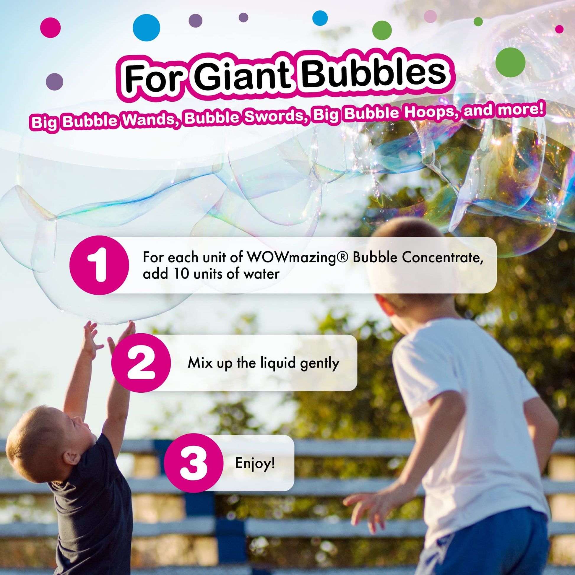 WOWMAZING Big Bubble Concentrate - Solution Making Bubbles (Makes up to 33 Gallons) - Just Add Water - Made in USA…