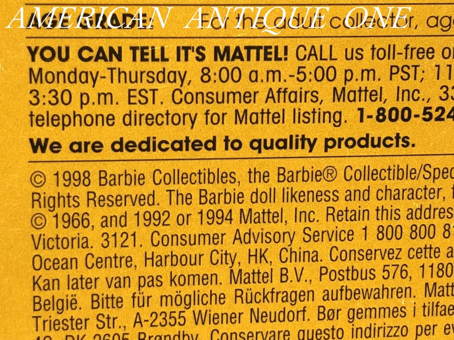 Sunflower Barbie Second in Series 1998