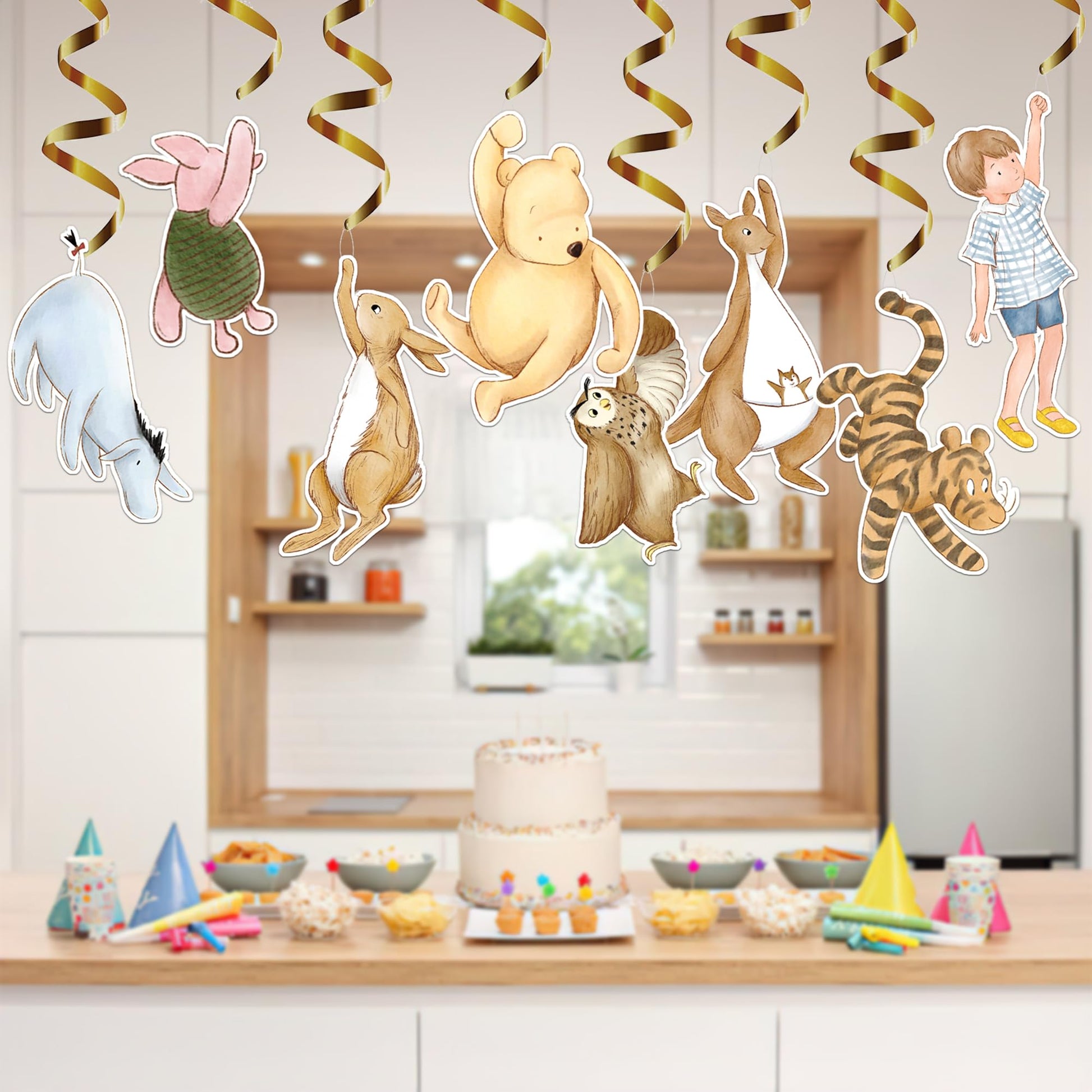 16Pcs Swirl Hanging Decorations for Baby Shower Decorations Classic Baby Shower Birthday Party Supplies