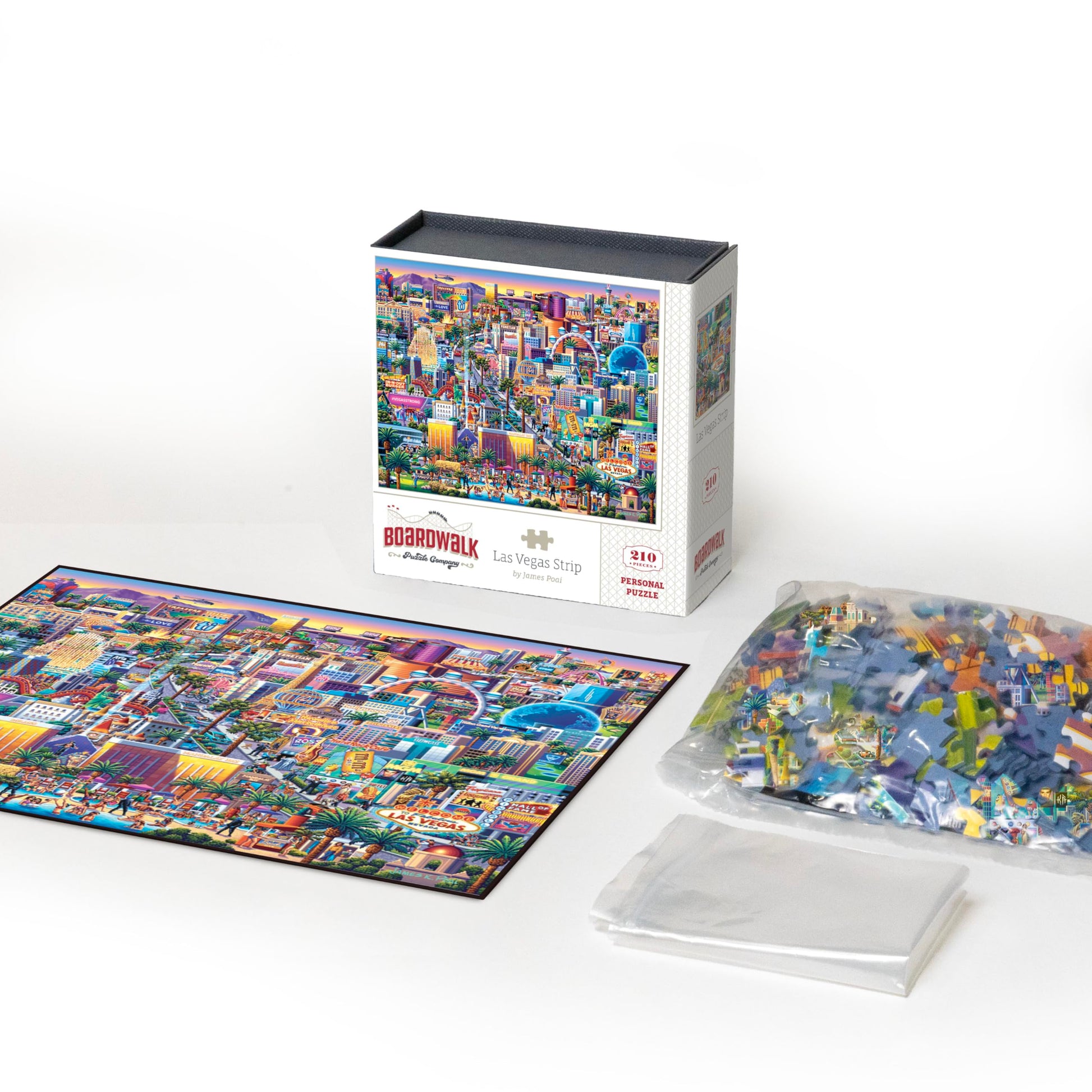 Boardwalk Las Vegas Strip 210 Piece Personal Puzzle, Jigsaw Puzzles with Premium Box, Nevada Gifts for Adults, 6"x8"