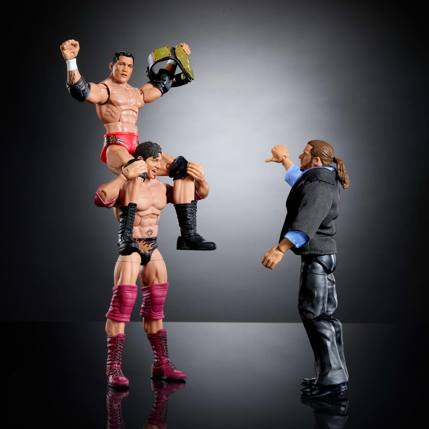 Mattel WWE Elite Evolution 3-Pack Action Figures & Accessories Sets, 6-inch Collectibles with Swappable Parts, Includes Triple H, Randy Orton