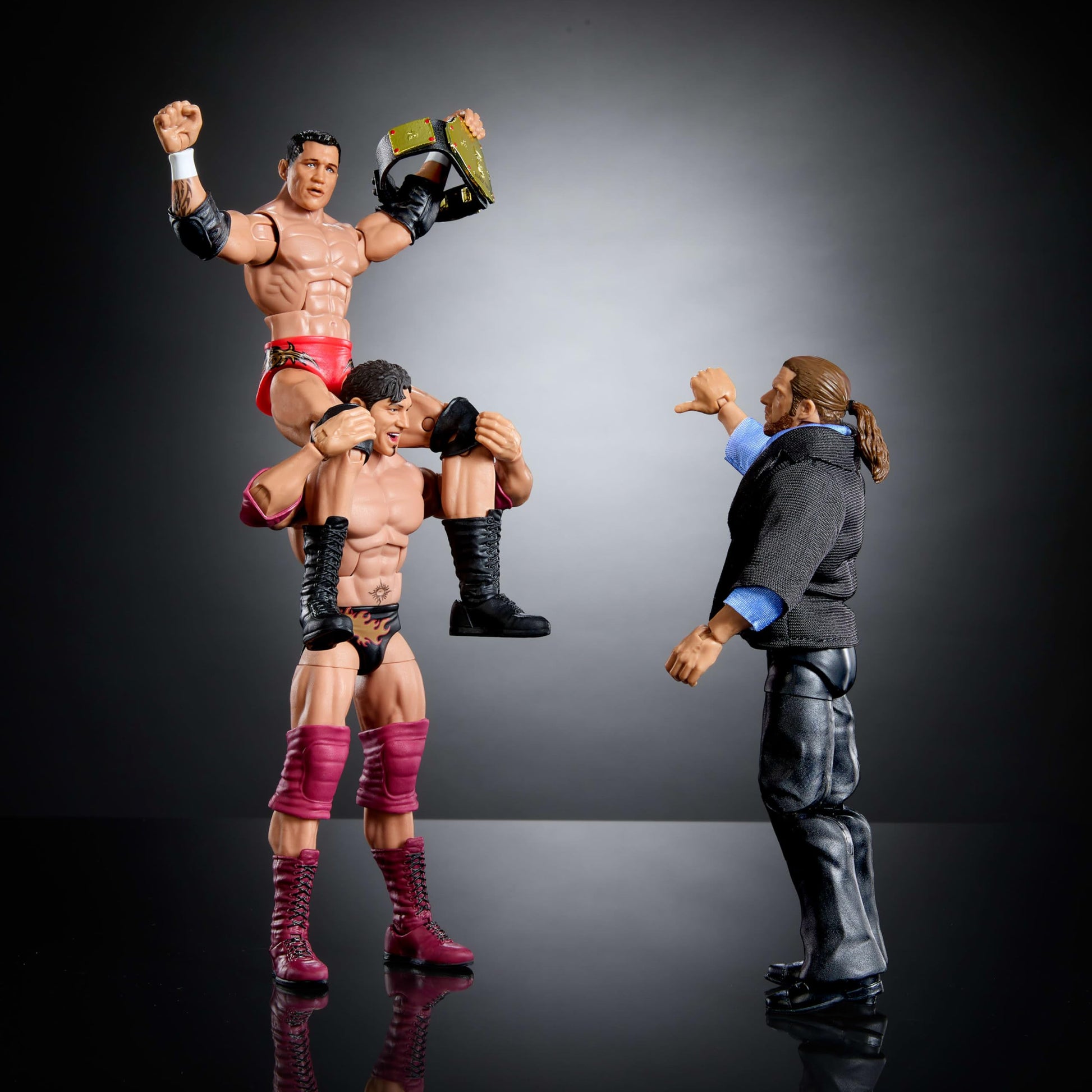 Mattel WWE Elite Evolution 3-Pack Action Figures & Accessories Sets, 6-inch Collectibles with Swappable Parts, Includes Triple H, Randy Orton