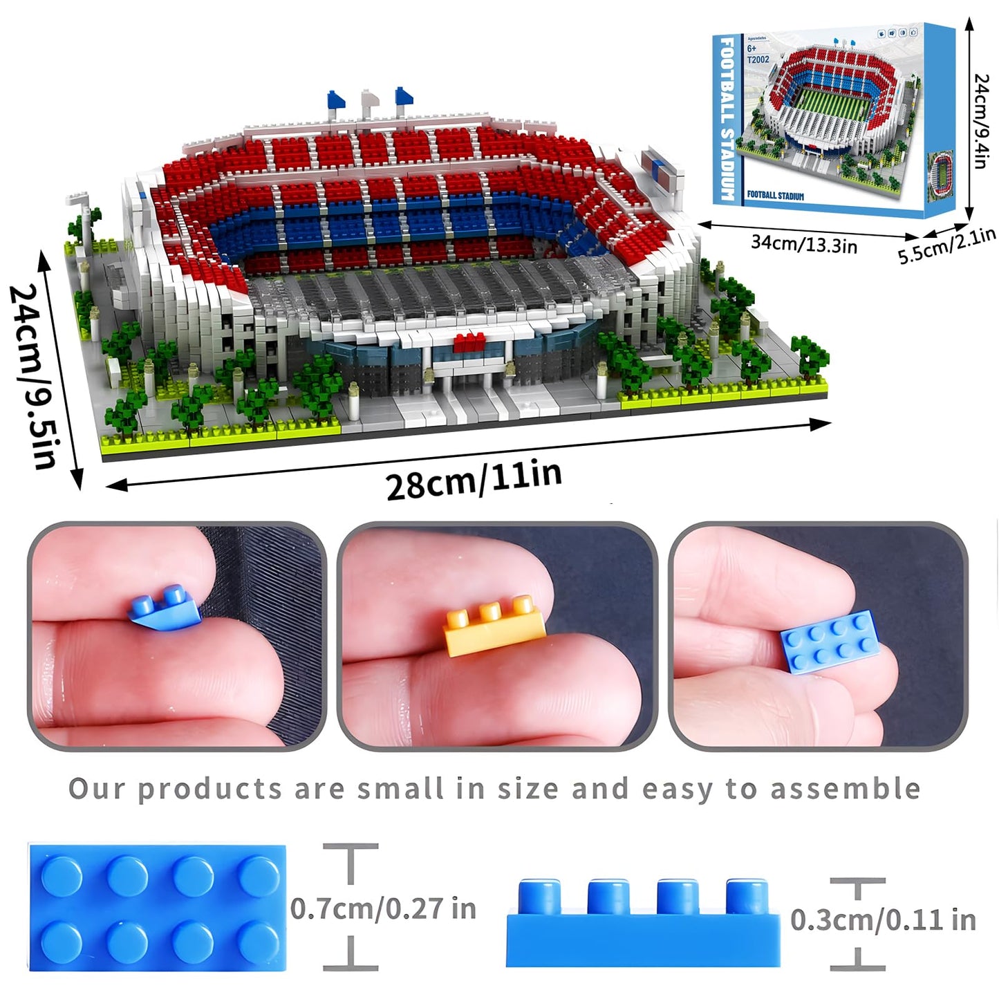 LANGLICHUN 2026 Upgraded Football Stadium Micro Building Blocks Set 3800 PCS Soccer Architecture Model Kit Sports Arena Brick Toy Creative Desk Decor