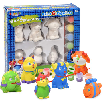 Number 1 in Gadgets Paint Your Own Pet Figurines, Decorate Your Own Painting Set, Includes 6 Pet Figurines, 6 Pots of Paint, Complete Plaster Craft