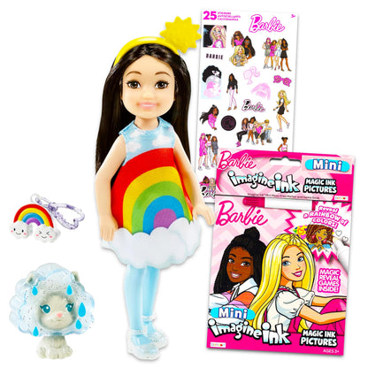 Barbie Chelsea Doll Playset for Girls - 3 Pc Bundle with Mini Chelsea Doll, Imagine Ink Mess Free Coloring Book, Stickers for Kids | Mini Barbie Doll