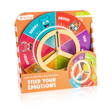 Open The Joy Steer Your Emotions Wheel - Wooden Emotional Regulation Steering Toy for Kids | SEL Tool for Toddlers and Preschool | Teaches Feelings