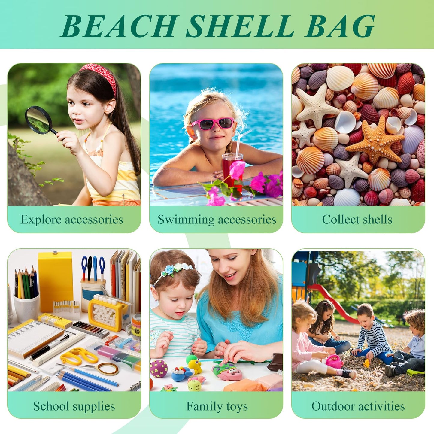 2PCS Mesh Beach Bag,Shell Bags for Beach, Fanny Pack Shell Bags for picking up shells for adults with Adjustable Straps for Collecting Seashells Rocks