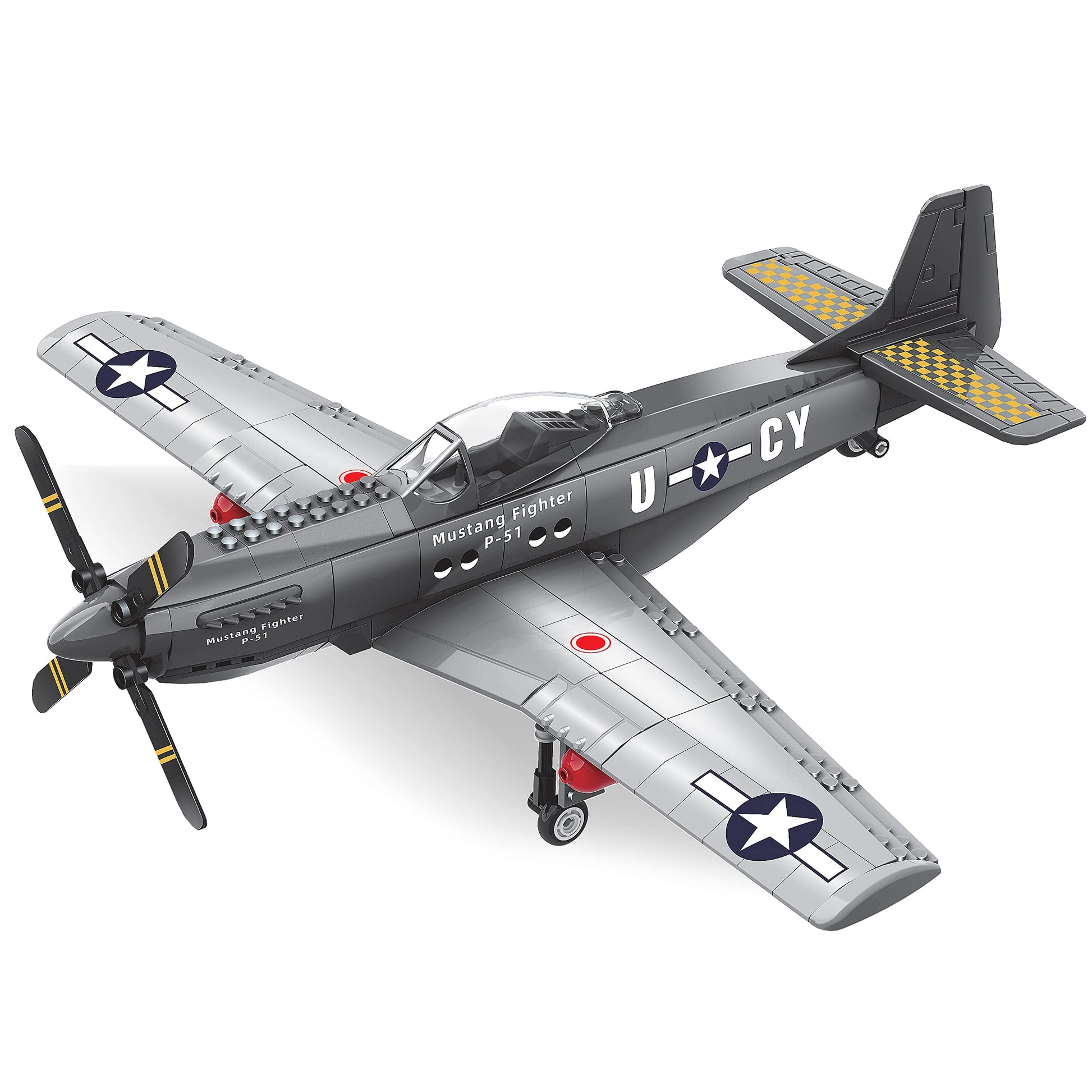 Apostrophe Games WW2 P-51 Mustang Fighter Plane Building Block Set - 258 -Pcs Building Toys Set - Plane Toy for Kids Older Than 10 and Adults