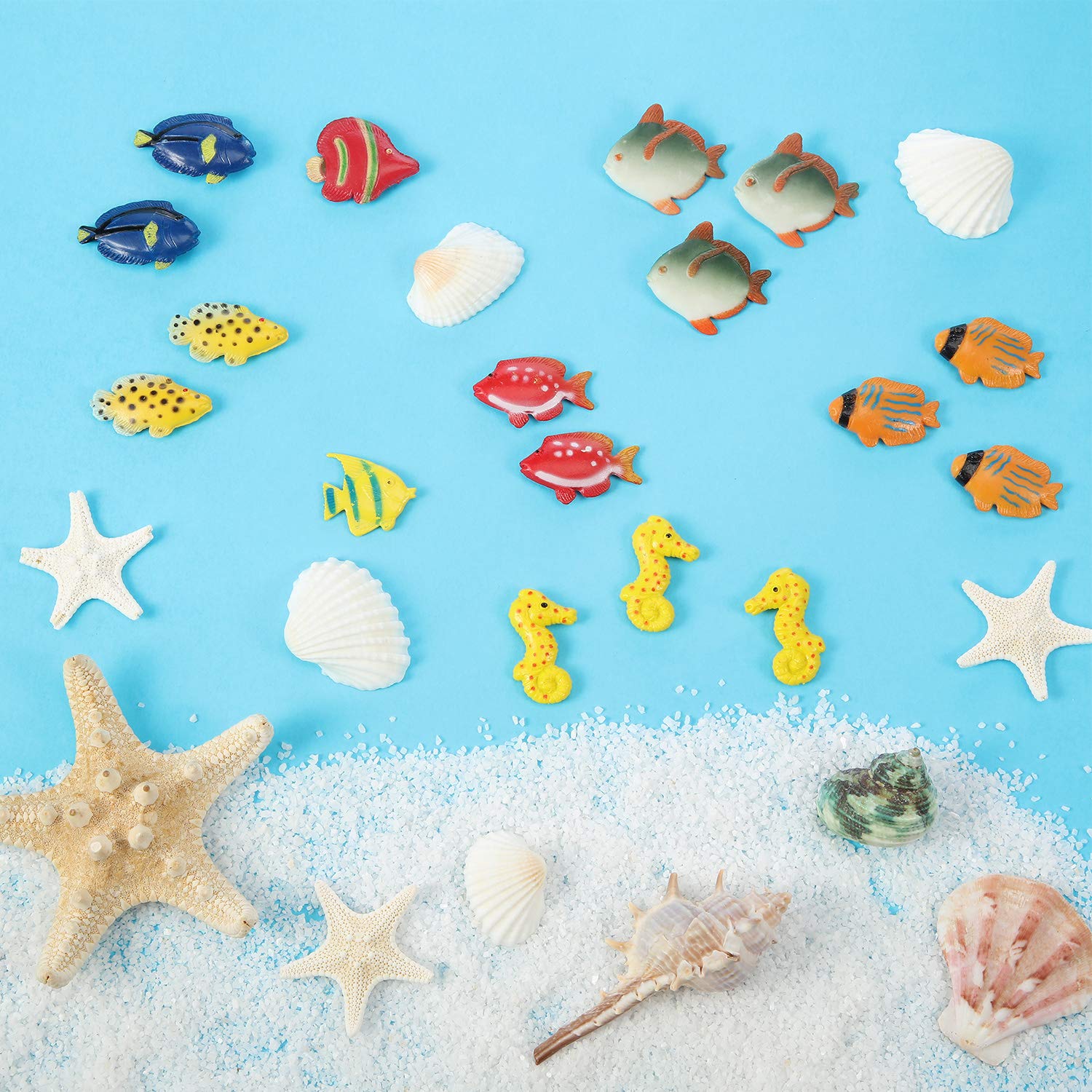 Boao 48 Pcs Small Plastic Fish Toys Assorted Mini Fish Party Favor for Kid