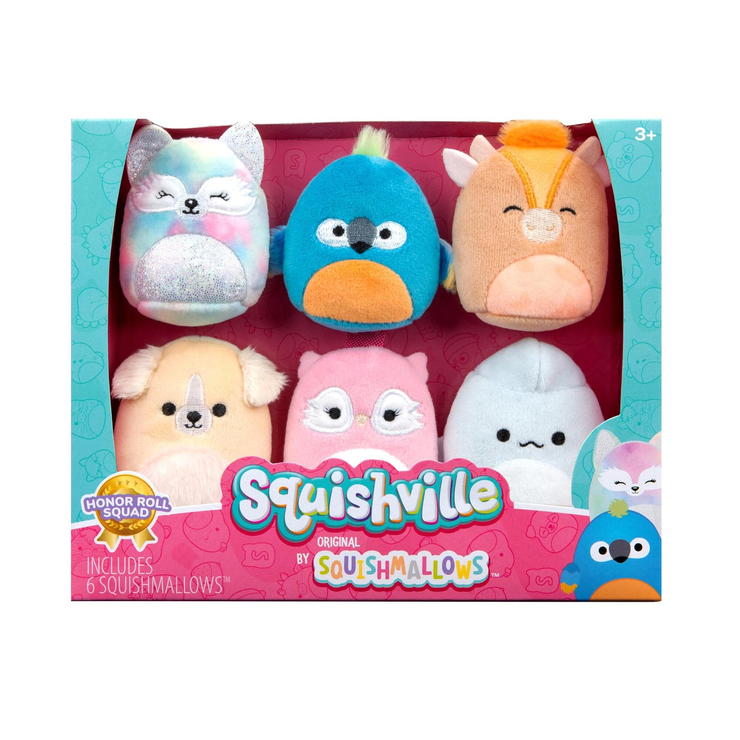 Squishville by Original Squishmallows Honor Roll Squad Plush - Six 2-Inch Squishmallows Plush Including Stevon, Tenise, Nassim, Jayden, Naya, and Bri