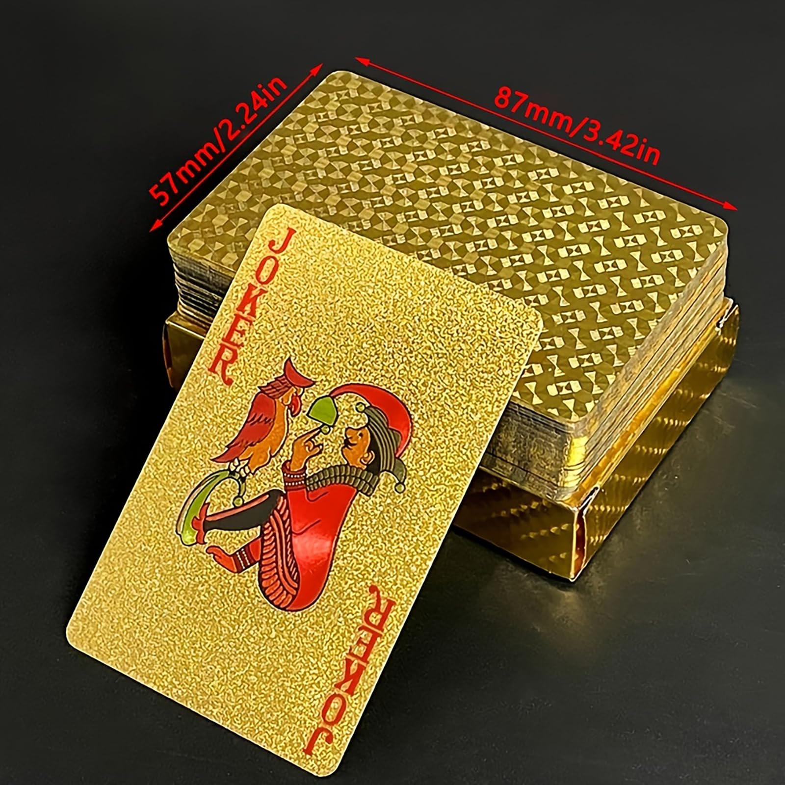 SFALCI 1pc Waterproof Plastic Poker Playing Cards PET Table Games Halloween/Thanksgiving Day (Golden Color)