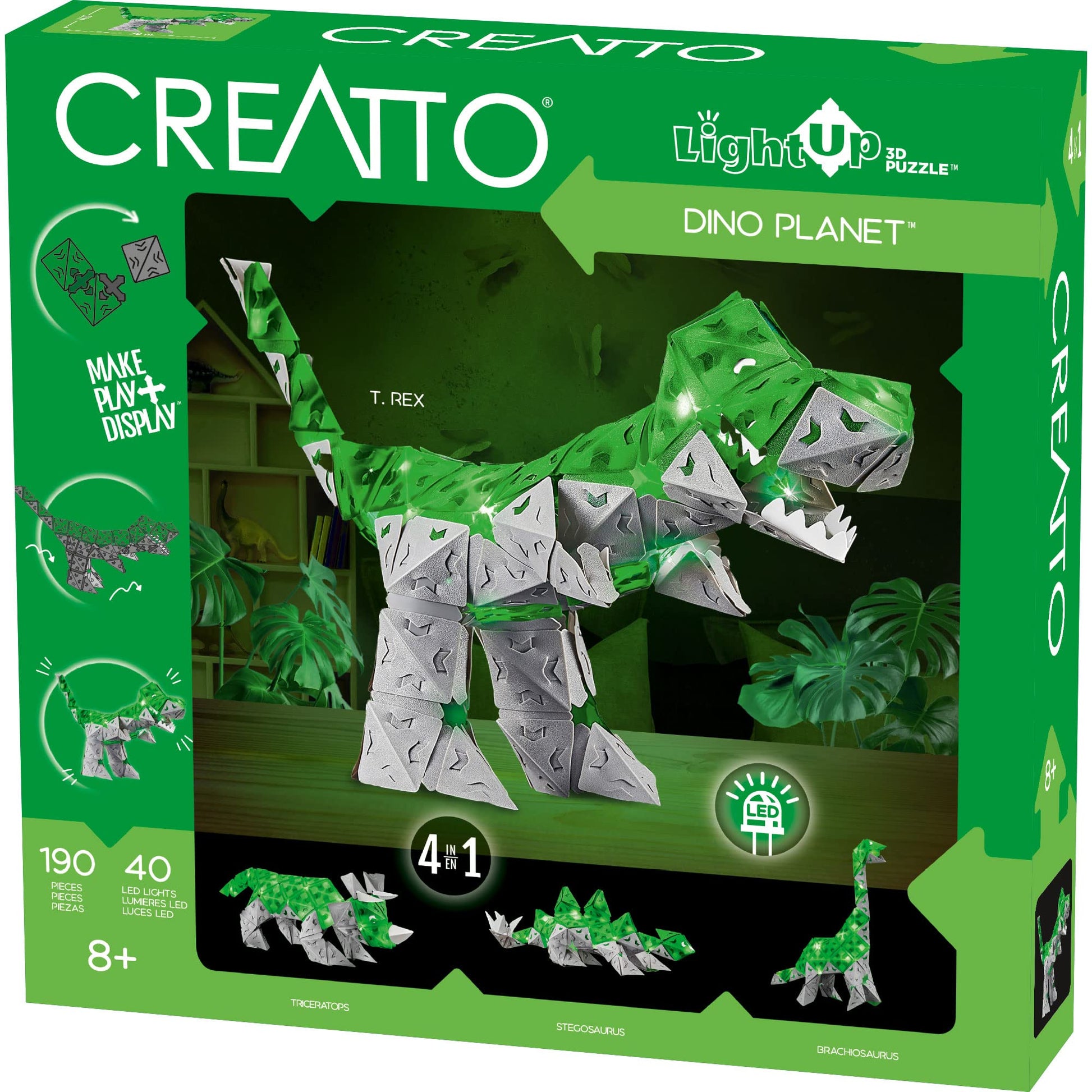 Thames & Kosmos Creatto Dino Planet Light-Up 3D Puzzle Kit | Includes Creatto Puzzle Pieces to Make Your Own Illuminated Craft Creations | DIY