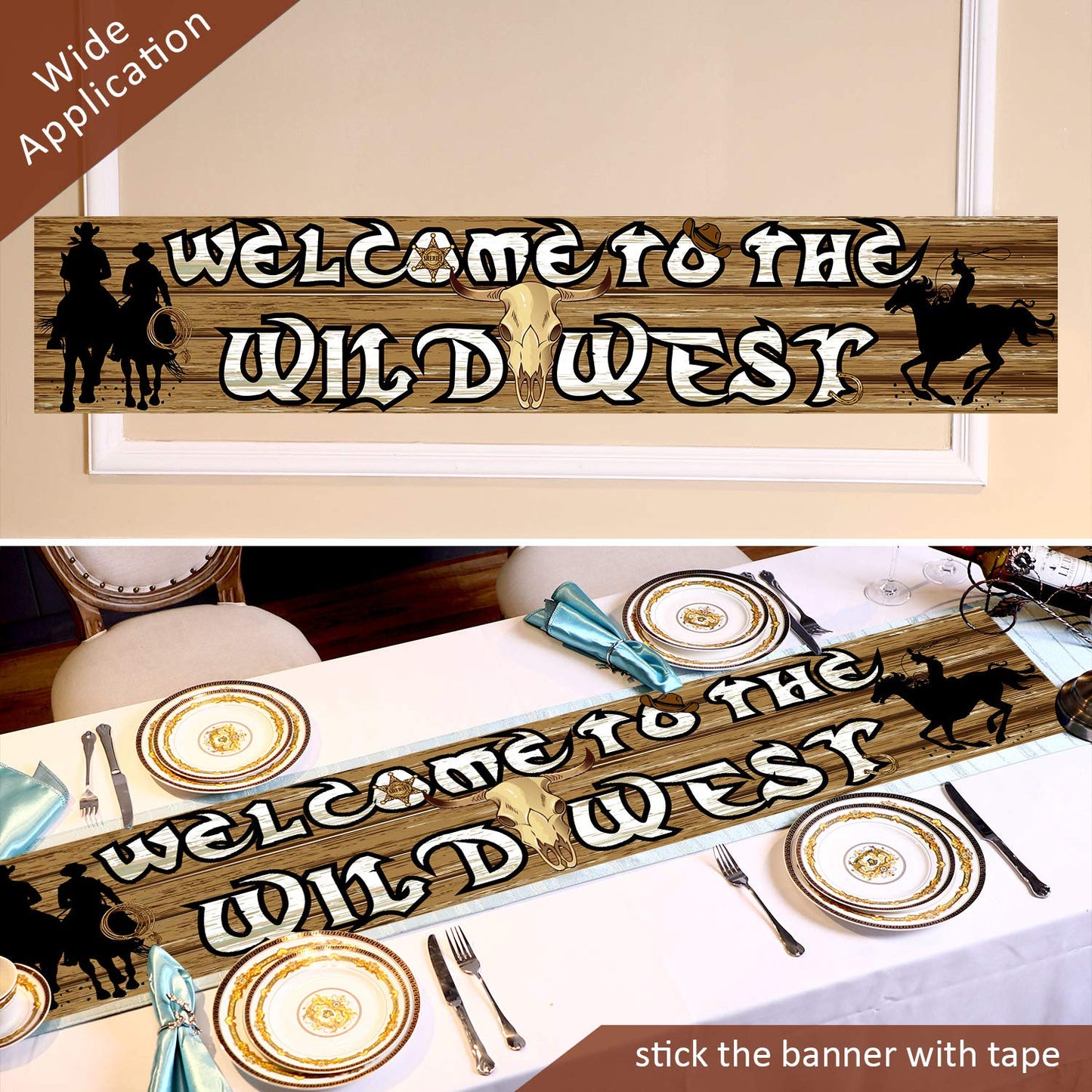 Blulu Western Party Decorations Wild West Themed Cowboy Cowgirl 5.1x1ft Welcome to the Wild West Banner Backdrop Party Decor Saloon Supplies