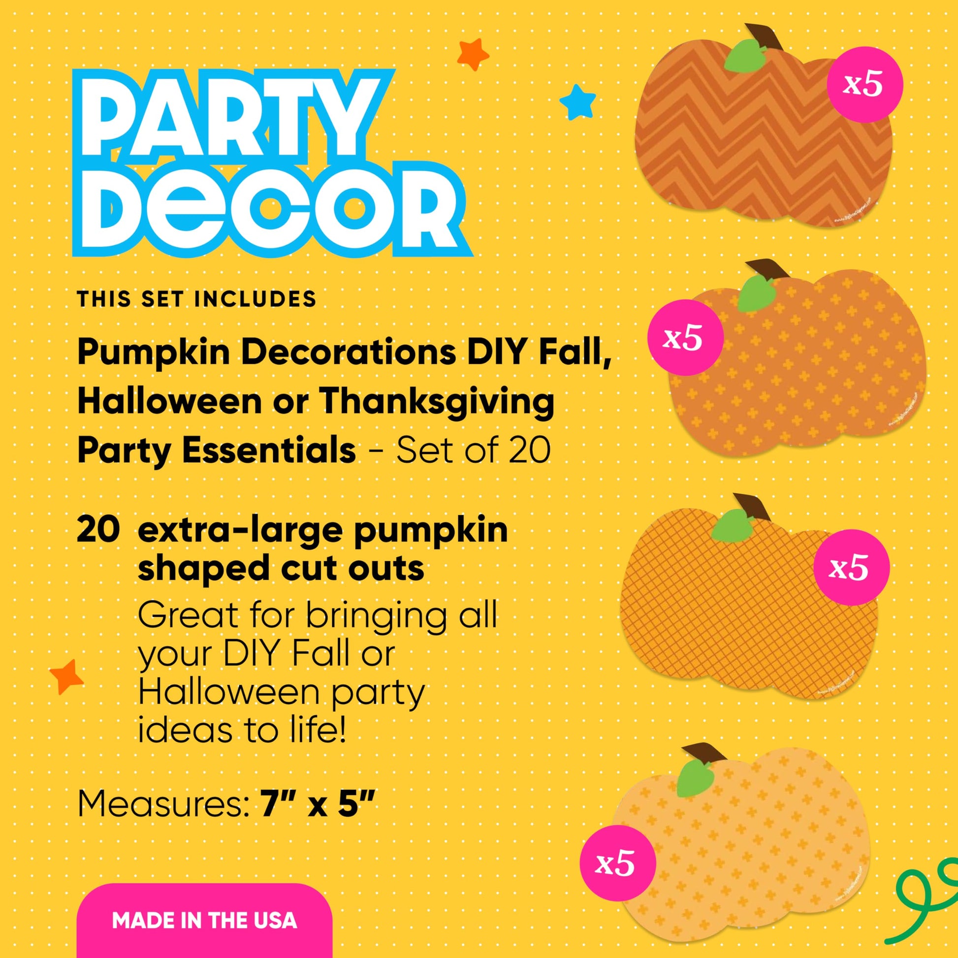 Big Dot of Happiness Pumpkin Patch - Pumpkin Decorations - Fall Decorations - Thanksgiving Decorations - Pumpkin Cutouts - Halloween Decorations