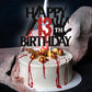 Black Glitter Killer Happy 13th Birthday Cake Topper, Halloween Zombie Vampire Bloody Friday Birthday Décor, Halloween Horror Themed 13th Birthday
