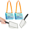 4E's Novelty 2X Shark Tooth Sifter for Beach with 2X Small Mesh Beach Bag for Shell Collecting, Metal Sand Scoop for Picking Up Shells - Beach Toys