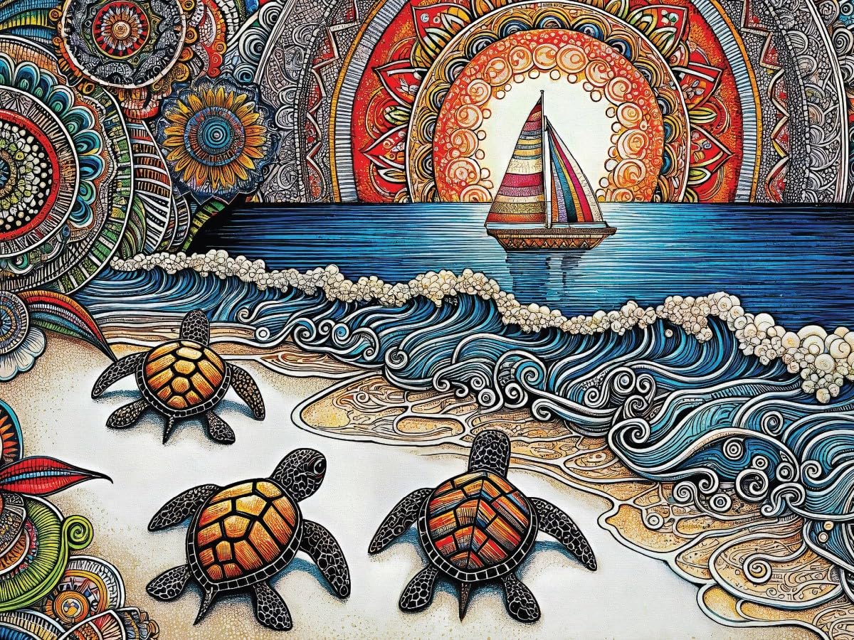 Heritage Puzzle Turtle Beach by Peggy Collins 550 Pieces