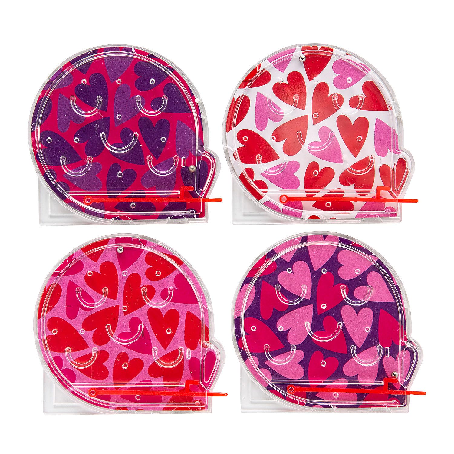 Fun Express 2 1/2" Bulk 72 Pieces Valentine Plastic Handheld Pinball Games
