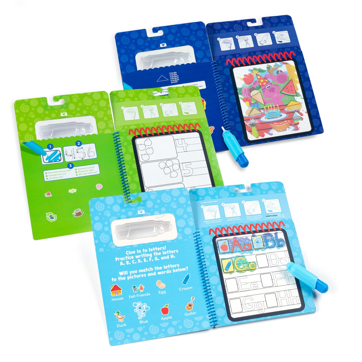 Melissa & Doug Blue’s Clues & You! Water Wow! 3-Pack - Alphabet, Counting, Shapes Water Reveal Travel Activity Pads