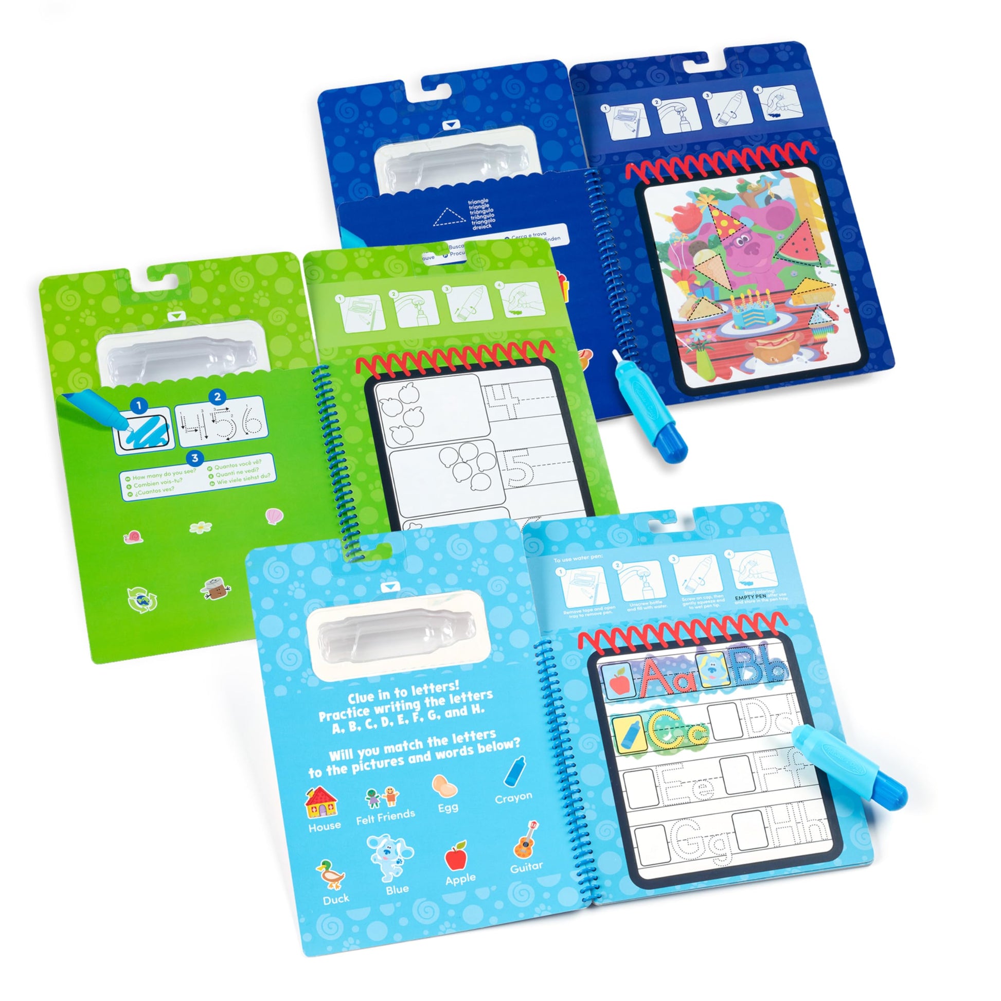 Melissa & Doug Blue’s Clues & You! Water Wow! 3-Pack - Alphabet, Counting, Shapes Water Reveal Travel Activity Pads