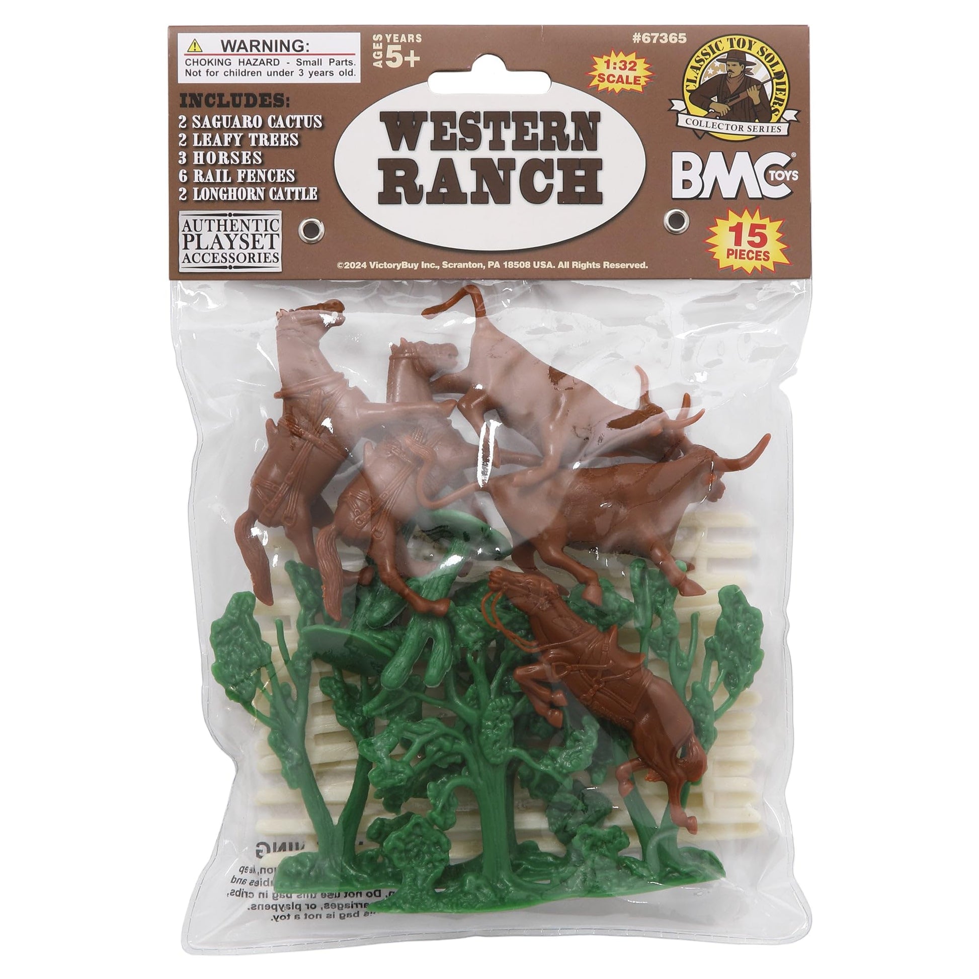 BMC CTS Rustic Western Ranch - 15pc Plastic Figure Playset Diorama Accessories