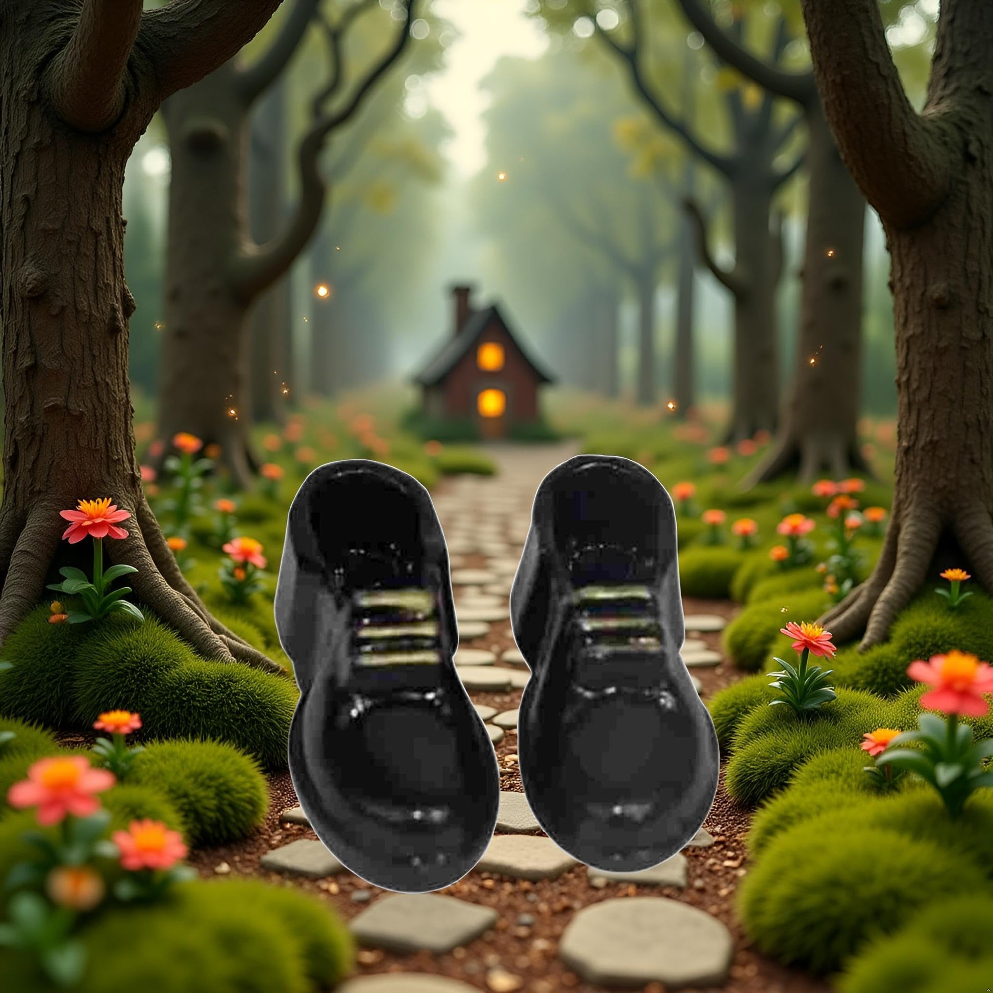 1Pair Black 1/12 Miniature Men Shoes Dollhouse Decoration Accessories, for DIY Fairy Garden Micro Landscaping Decor