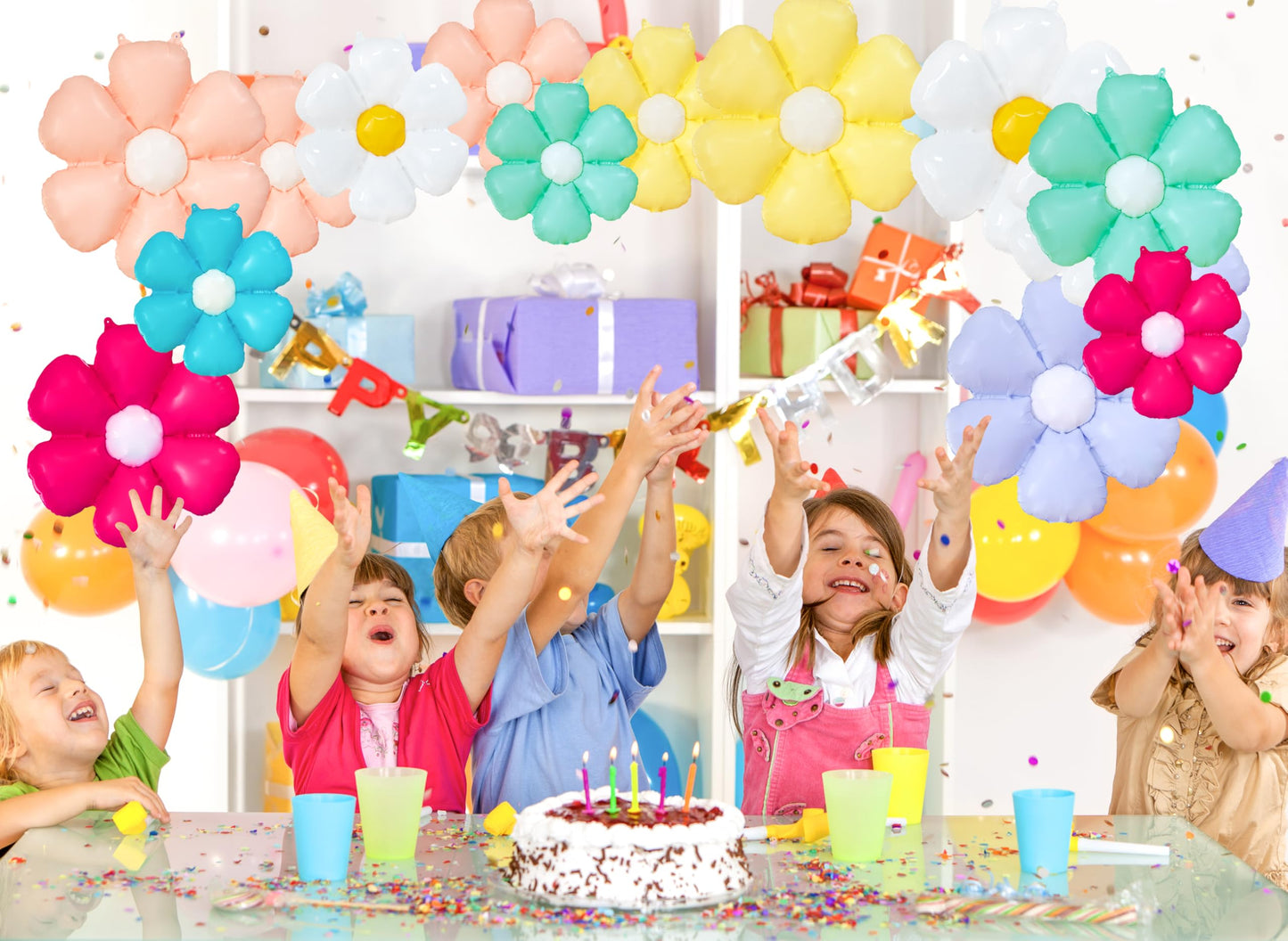 BCCSNNM 14PCS Daisy Balloons, Colorful Flower Balloons Party Decor